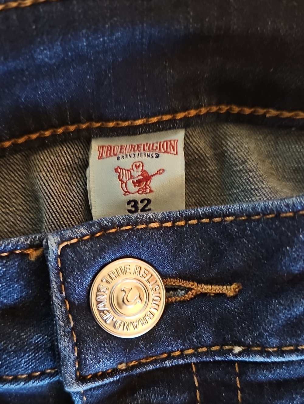 True Religion Casey Skinny Jeans Size 32x34  Gold Sequin Patches & T-shirt.